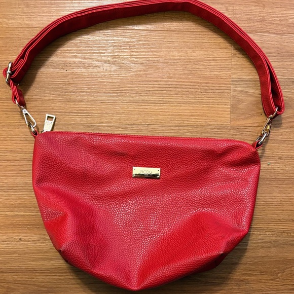 bcbg paris red faux vegan leather red tote bag crossbody purse Sm stain inside - Picture 1 of 16